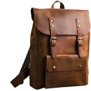 saintstag handmade leather backpack, travel ruc ksack, hiking for men and women, unisex rustic vintage backpack, rucksack backpacks (color brown size 14 ich)