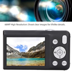 8K Digital Camera, 16X Zoom Selfie Camera Auto Focus with 2.7 Inch HD Screen for Photography Video Recording, 68MP Portable Vlogging Camera for Travel (Black)