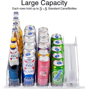 Drink Organizer for Fridge, Self-Pushing Soda Can Dispenser for Refrigerator, Pantry/Kitchen Organizer with Width Adjustable Smart Beverage Pusher, 12oz to 20oz Holds up to 15 Cans (38cm/3Rows)