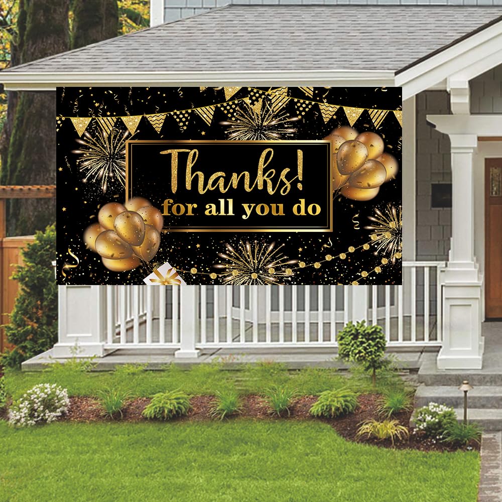 LOONELO Thanks for All You Do Backdrop Banner with 70.8"X43.3", Thank You Party Background Photography Photo Studio Props for Congrats Grad National Nurses Day Happy Retirement Party Decorations