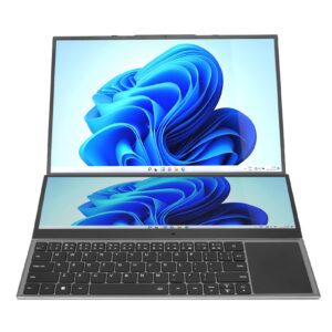 zopsc dual screen laptop, 16 inch hd main screen+14 inch touch sub screen with 64gb rom and 16gb ram, for intel for core i7, for windows 10 11 (us plug)