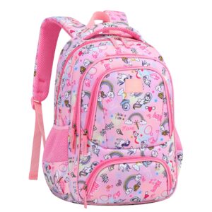 mygoo elementary school backpack for girls | doubleday collection | 17" unicon pink design | tailored for young teens
