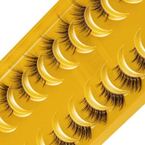 hicocu half false eyelashes clear band russian strip lashes d dd curl fluffy mink lashes natural wispy mink eye lashes pack reusable fake eyelashes extension 10 pairs… (hay-008s)