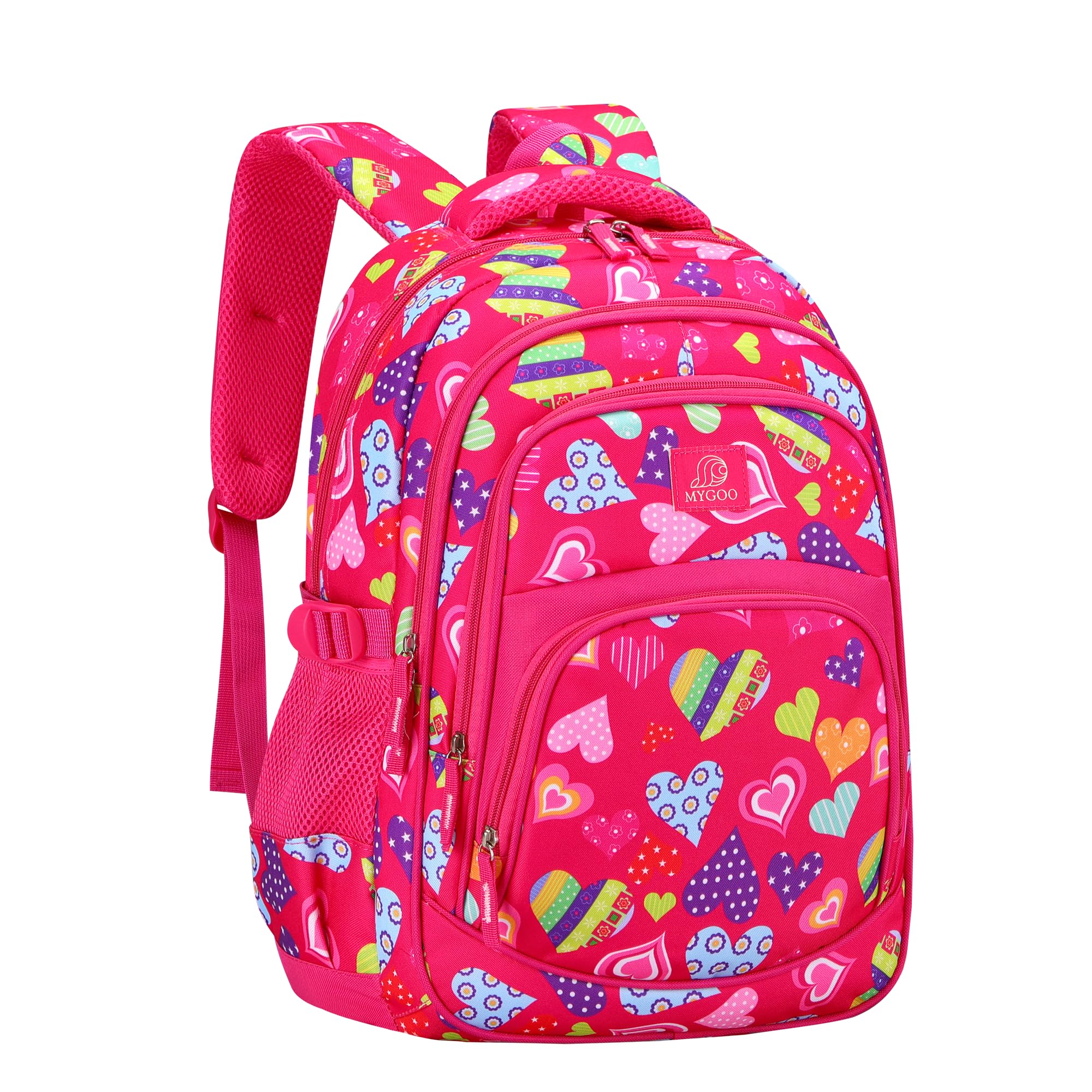 MYGOO Tropical Kids Backpack for Girls | 17" Heart Magenta | Grove Collection for School-Aged Children