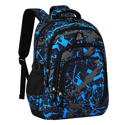 MYGOO Boys Vibrant School Backpack | Archibald Collection | 17" Tall 24L | Camo Blue