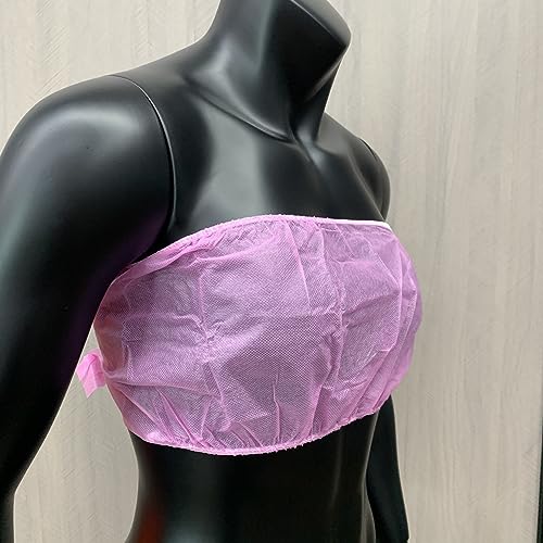 AUNHIRU Disposable Nonwoven Women's Bras Women's Disposable Bikini Bras for Spray Tanning Waxing Individually Wrapped (Pink 50pcs)