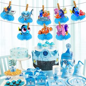 Sea Animal Party Decorations, 8pcs Sea Animal Decorations Honeycomb Centerpieces, Sea Animal Table Decorations,3D Double Side Centerpiece for Birthday Party