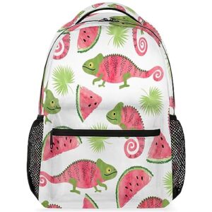 watermelon chameleon travel laptop backpacks lightweight travel hiking camping casual daypack backpack for men women adults