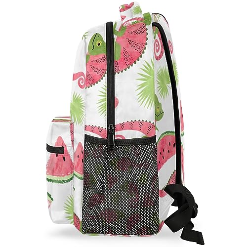 Watermelon Chameleon Travel Laptop Backpacks Lightweight Travel Hiking Camping Casual Daypack Backpack for Men Women Adults