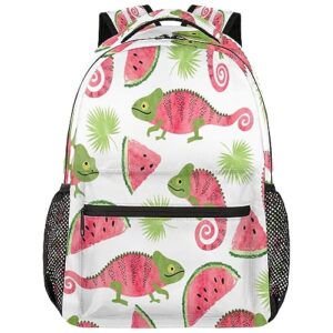 Watermelon Chameleon Travel Laptop Backpacks Lightweight Travel Hiking Camping Casual Daypack Backpack for Men Women Adults