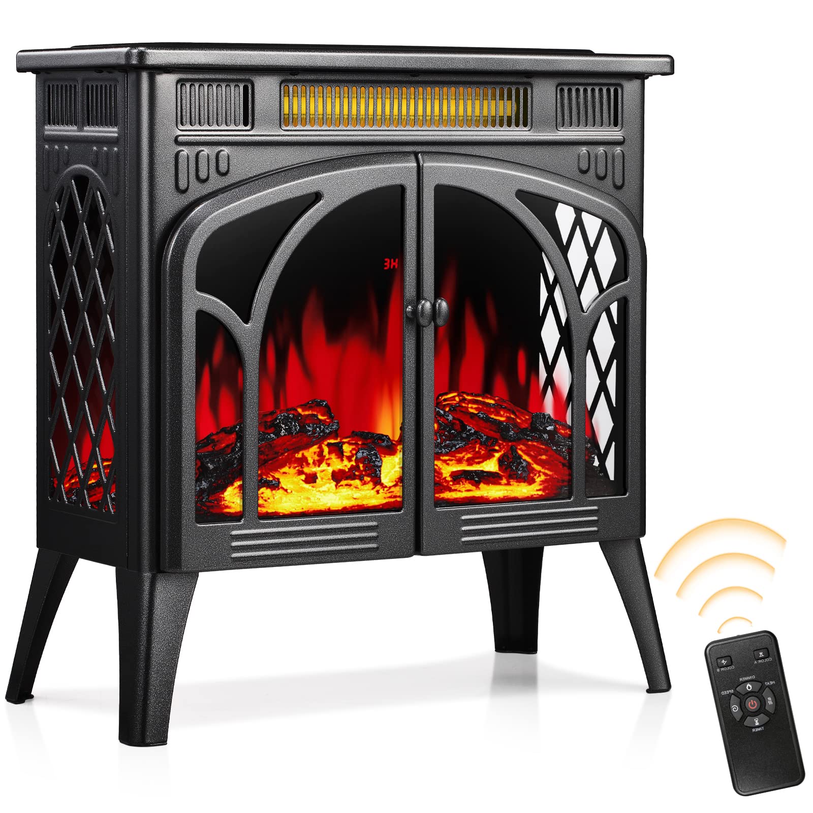 Xbeauty Electric Fireplace Heater Infrared Fireplace Stove with 3D Flame Effect, 5100BTU Electric Fireplace with Remote Control