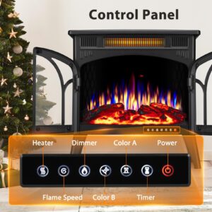 Xbeauty Electric Fireplace Heater Infrared Fireplace Stove with 3D Flame Effect, 5100BTU Electric Fireplace with Remote Control