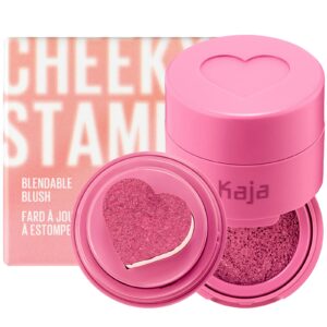 Kaja Blush - Cheeky Stamp, 04 Feisty, 0.17 Oz + Lip & Blush Glazed Keychain Stain - Jelly Charm 02 Squeeze Guava Bundle