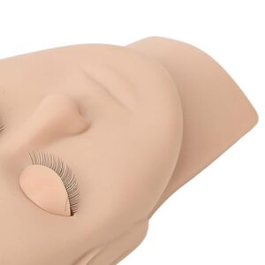 Makeup Face Board Grafting Eyelashes Silicone Practice Template Rubber Mannequin Facial Training Model Practice Faceboard (Light Brown)