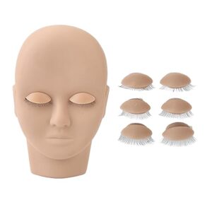 Makeup Face Board Grafting Eyelashes Silicone Practice Template Rubber Mannequin Facial Training Model Practice Faceboard (Light Brown)