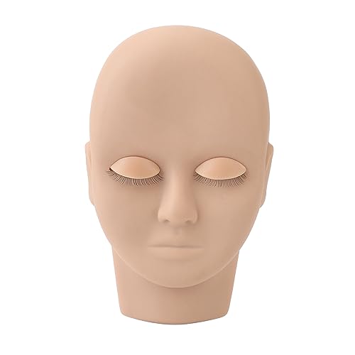 Makeup Face Board Grafting Eyelashes Silicone Practice Template Rubber Mannequin Facial Training Model Practice Faceboard (Light Brown)