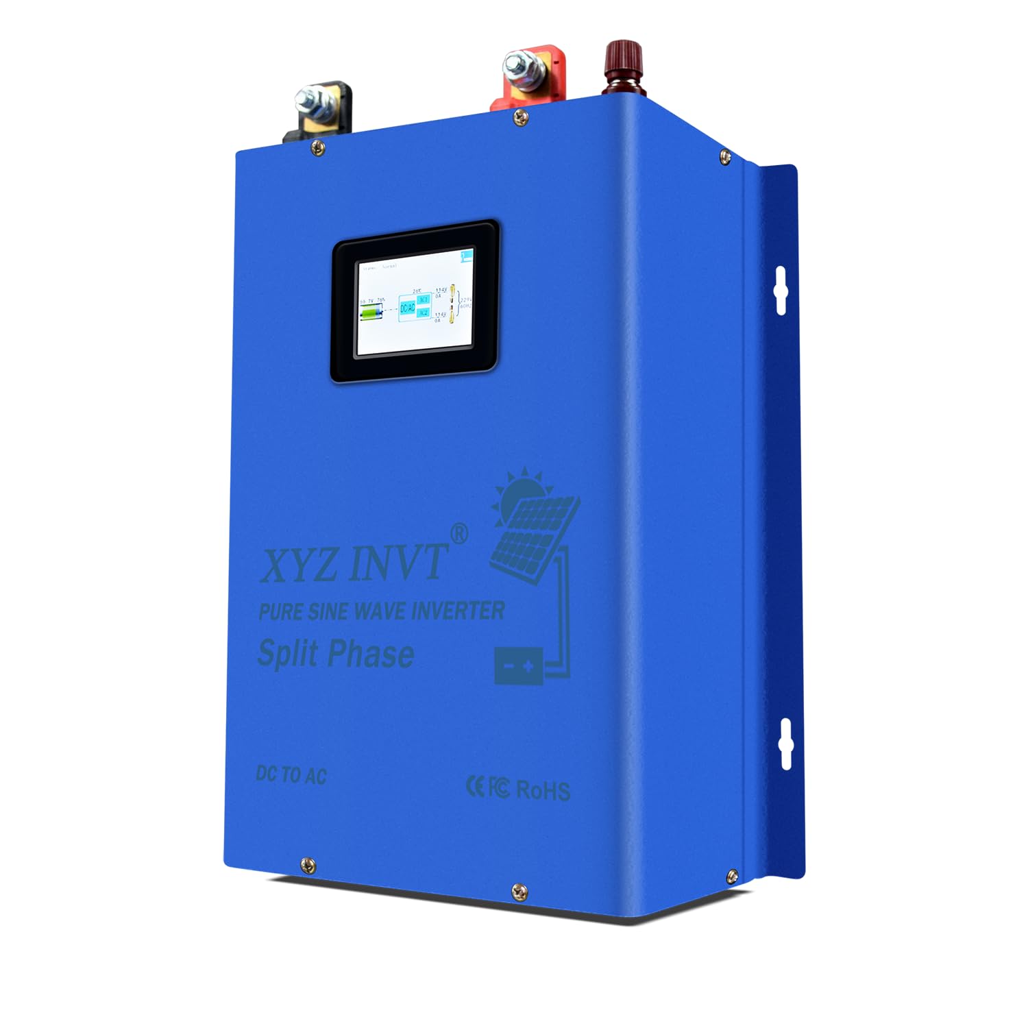 XYZ INVT 7000W 120/240V Split Phase Pure Sine Wave Off-Grid 14000W Peak Inverter 48V DC to AC Output for Solar Systems