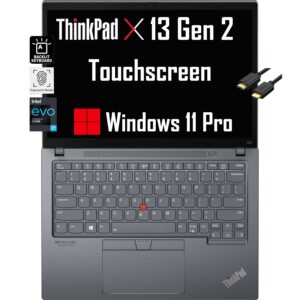 lenovo thinkpad x13 gen 2 business laptop (13.3" fhd+ touchscreen, intel evo core i7-1185g7, 16gb ram, 512gb pcie ssd) light weight, backlit, fp, wi-fi, webcam, 3-yr warranty, ist cable, win 11 pro