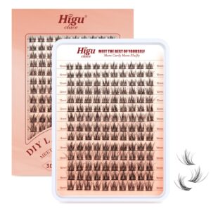 Higu clace Clusters Lashes 140PCS, DIY Eyelash Extensions 3D Fluffy Mixed 10-16mm Lash Bond and Seal, Bond and Seal Lash Glue for All Day Wear Cluster Lash Glue Eyelash Bond and Seal