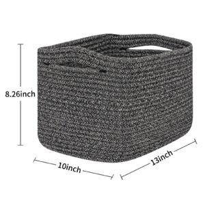 Kriitools Cubes Shelf Closet Storage Baskets Bins, Cotton Rope Towel Baskets for Living Room, Woven Cubes Baskets Bins for Shelves, Stylish Room Decor Basket, Mixed Black 3 pack