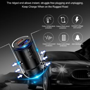 2Pack Fast Car Charger USB C, 30W Mini Cigarette Lighter Adapter, Dual Port PD&QC 3.0 USB C Car Phone Charger Type C Car Plug Fast Charging for iPhone 15 14Pro 13 12, Pixel 8 7 Pro 7a 6 5 4XL, Samsung