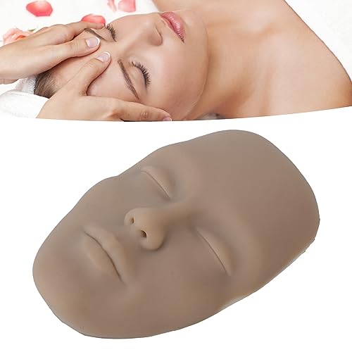 Makeup Practice Face, Silicone Makeup Practice Board, Face Eyebrow Eyes Makeup Mannequin for Makeup Artists and Beginners, Perfect Aid to Practicing Makeup (Dark Skin Color)