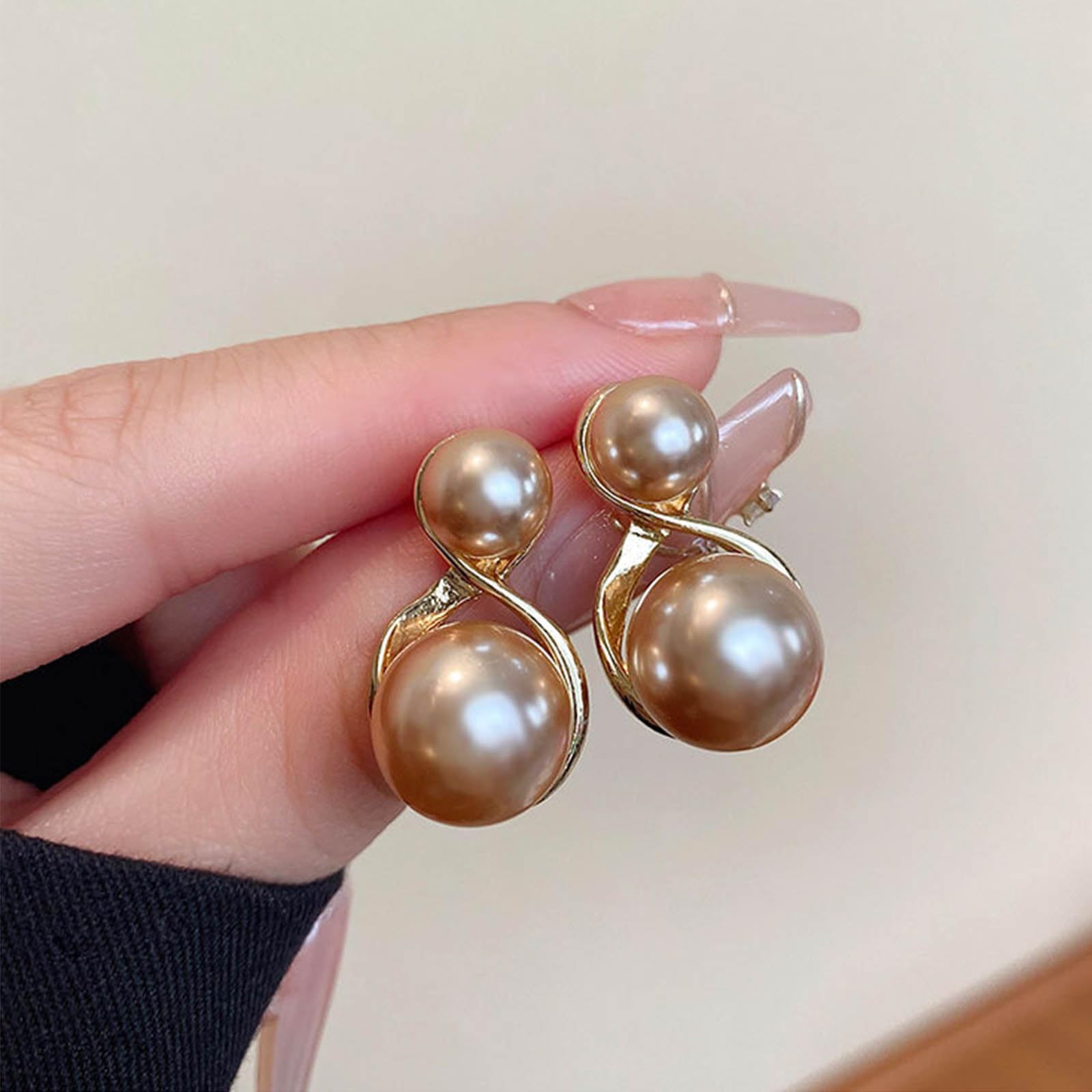 Sttiafay Vintage Pearl Dangle Earrings Gold Double Pearl Stud Earrings Boho Big Pearl Drop Earrings Wedding Pearl Earrings Jewelry for Women and Girls