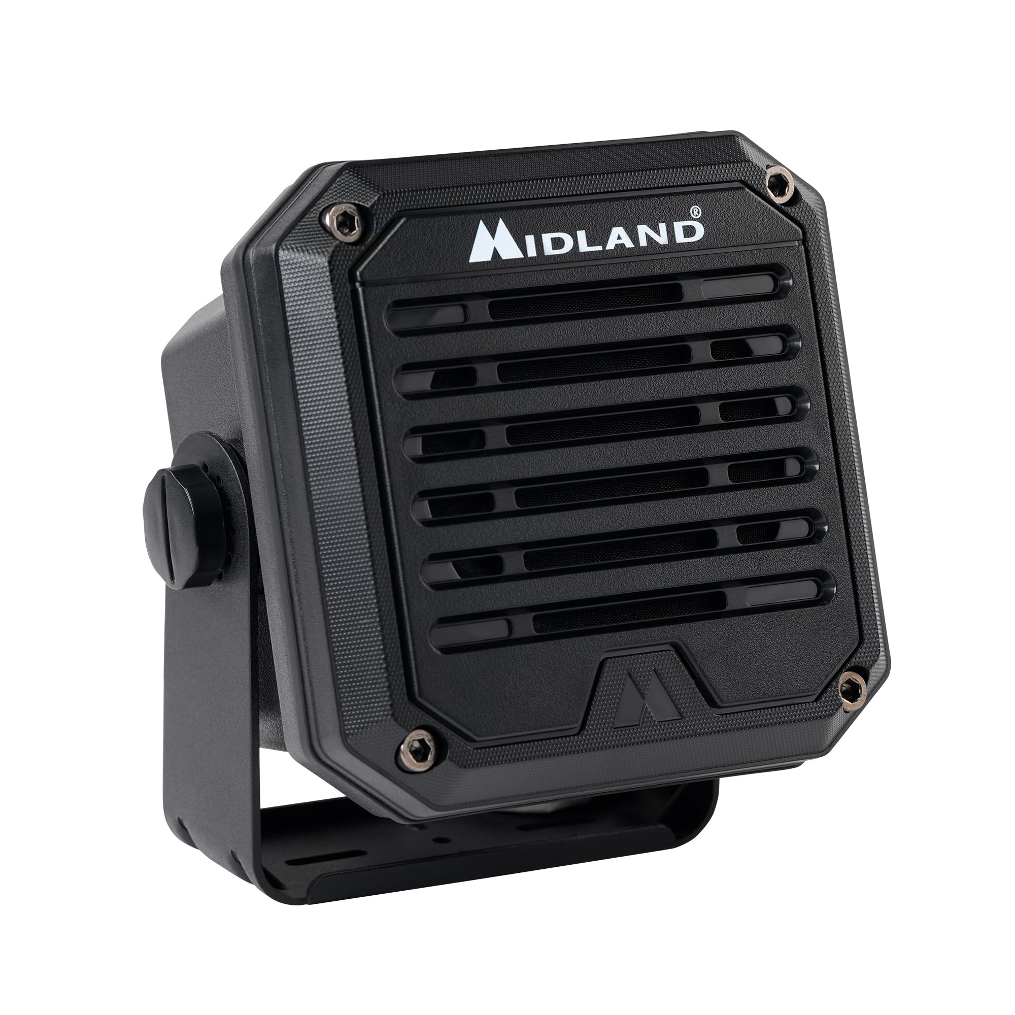 Midland- SPK100 Heavy-Duty 20W External Speaker - 180 Degrees Swivel Base Bracket Works with All CB and MXT Radios 8-OHM Sound System 3.5mm Audio Plug - Easy Installation Waterproof Design