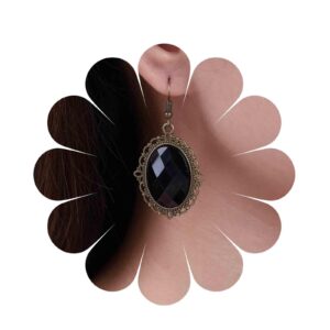 sttiafay vintage black crystal drop earrings oval onyx dangle earrings large onyx stud earrings black gem hook earrings jewelry for women and girls