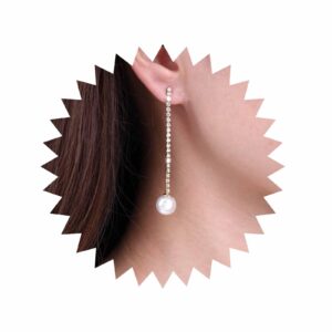 sttiafay vintage rhinestone pearl drop earrings gold long tassel pearl earrings linear crystal chain earrings cz rhinestone tennis earrings jewelry for women and girls