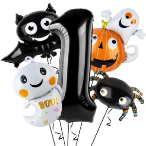 dripykiaa 5pcs helloween first birthday party supplies 40 inch black one balloon for sweet one birthday party decorations birthday party decorations backdrops for boys & girls