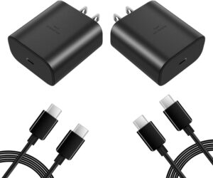 45w usb-c super fast charger for samsung,2 pack android phone wall charger with 5ft type-c cable cord for samsung galaxy s24 s23 s22 s21 ultra/note/a55/a54/a73/a74 galaxy tab s7/s8/ipad/iphone15