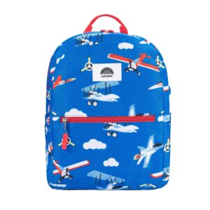 uninni 14" kids backpack for girls and boys age 5-8 years old with padded, and adjustable shoulder straps - aircraft (blue)