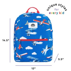 uninni 14" Kids Backpack for Girls and Boys Age 5-8 Years Old with Padded, and Adjustable Shoulder Straps - Aircraft (Blue)