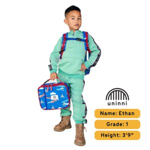 uninni 14" Kids Backpack for Girls and Boys Age 5-8 Years Old with Padded, and Adjustable Shoulder Straps - Aircraft (Blue)