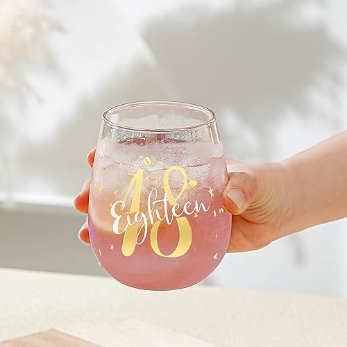 Yalucky 18th Birthday Gifts For Women Wine Glass Gift Idea 18 Years Old Party Decorations 18th Anniversary Wedding Drinking Present For Wife Her Friend Ladies Mom Auntie Daughter Sister