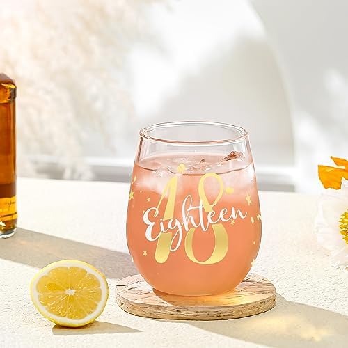 Yalucky 18th Birthday Gifts For Women Wine Glass Gift Idea 18 Years Old Party Decorations 18th Anniversary Wedding Drinking Present For Wife Her Friend Ladies Mom Auntie Daughter Sister