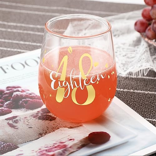 Yalucky 18th Birthday Gifts For Women Wine Glass Gift Idea 18 Years Old Party Decorations 18th Anniversary Wedding Drinking Present For Wife Her Friend Ladies Mom Auntie Daughter Sister