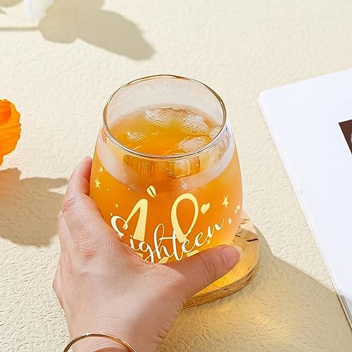 Yalucky 18th Birthday Gifts For Women Wine Glass Gift Idea 18 Years Old Party Decorations 18th Anniversary Wedding Drinking Present For Wife Her Friend Ladies Mom Auntie Daughter Sister