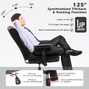 YAMASORO Ergonomic Executive Office Chair with Adjustable Arms,Home Office Desk Chairs for Home&Office,Faux Leather Swivel Work Chair,Black