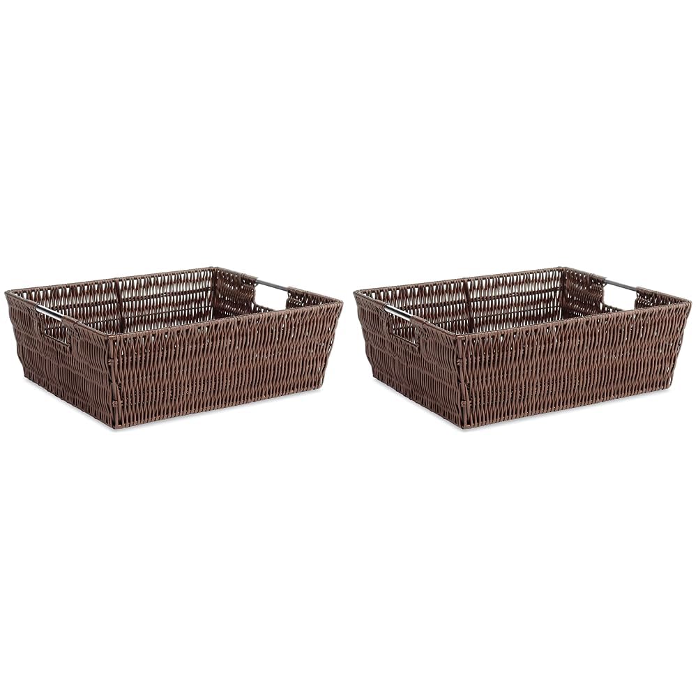 Whitmor Java Rattique Shelf Storage Tote Basket, 1 Count (Pack of 2)