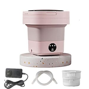 6.5l portable washing machine, foldable mini washer, 3 modes deep cleaning, low noise mini washing machine, detachable drain basket for baby clothes, underwear, briefs washing, socks (pink)