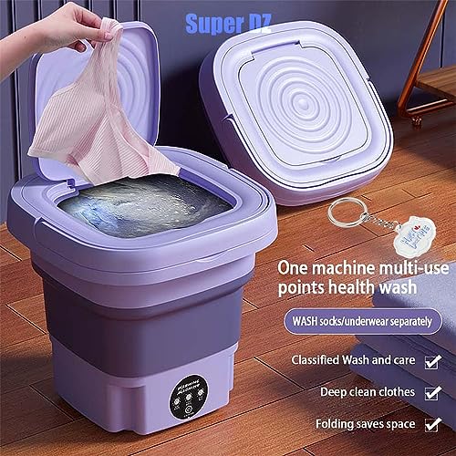 6.5L Portable Washing Machine, Foldable Mini Washer, 3 Modes Deep Cleaning, Low Noise Mini Washing Machine, Detachable Drain Basket for Baby Clothes, Underwear, Briefs Washing, Socks (Pink)