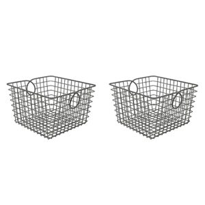 spectrum teardrop wire large basket (industrial gray) - storage bin & décor for bathroom, closet, pantry, under sink, toy, shelf, kitchen, & nursery organization (pack of 2)