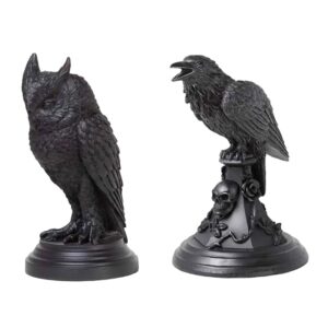 bird candle holders, black resin bird candlestick holders, owl/crow vintage tabletop decorative candlestick holders stands for table centerpieces wedding halloween party home decoration