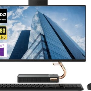 Lenovo Ideacentre A540 23.8" FHD All-in-One Desktop, AMD Ryzen 5 Pro 4650GE, 16GB RAM 512GB PCIe SSD, Webcam, HDMI, Wireless Keyboard & Mouse, Windows 10 Pro, Black