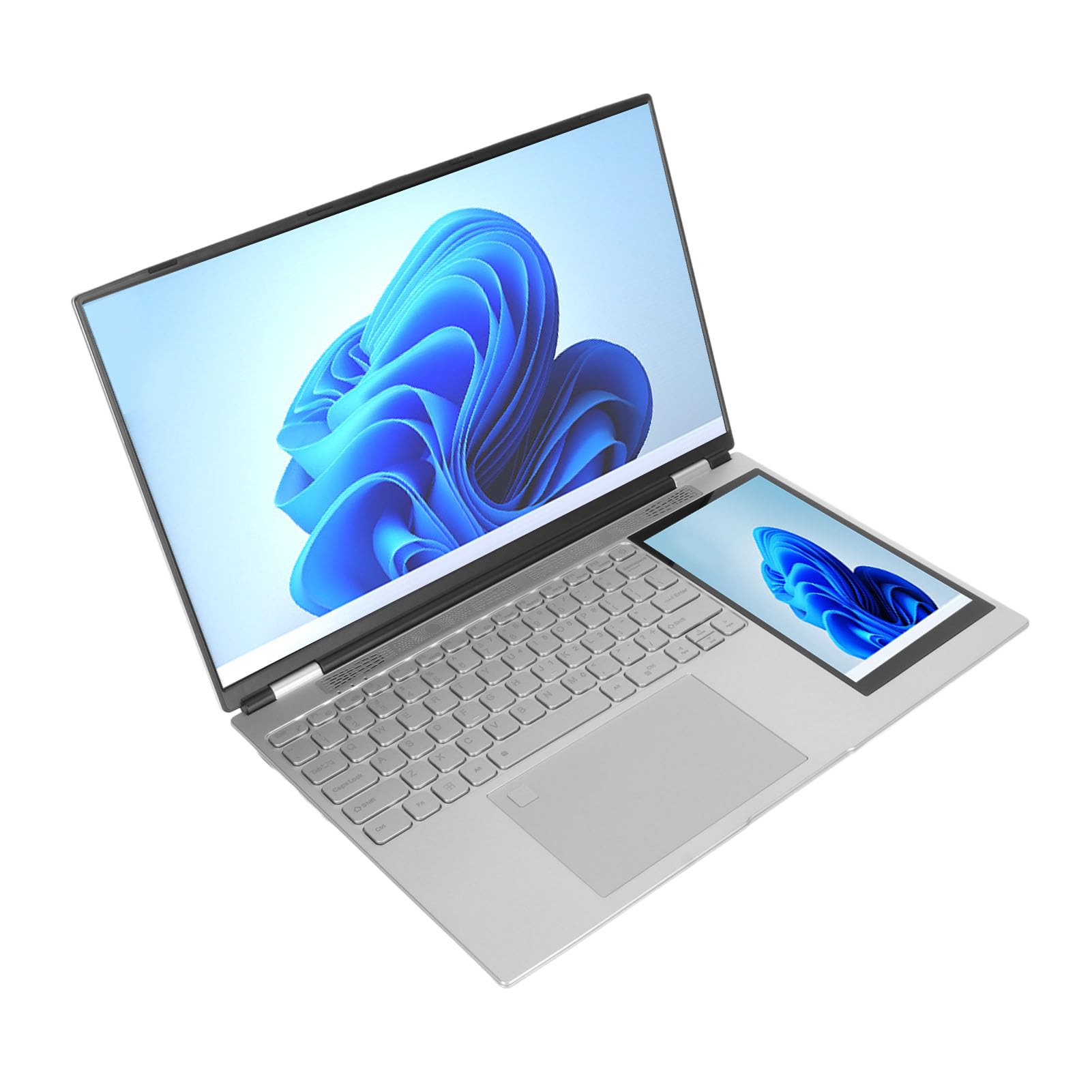 Zyyini Double Screen Laptop 1920x1080 15.6 Inch IPS 1280x800 7 Inch IPS Touch Screen 16GB Fingerprint Unlock Laptop Support 2.4G 5G Dual Band WiFi (16GB+1TB US Plug)