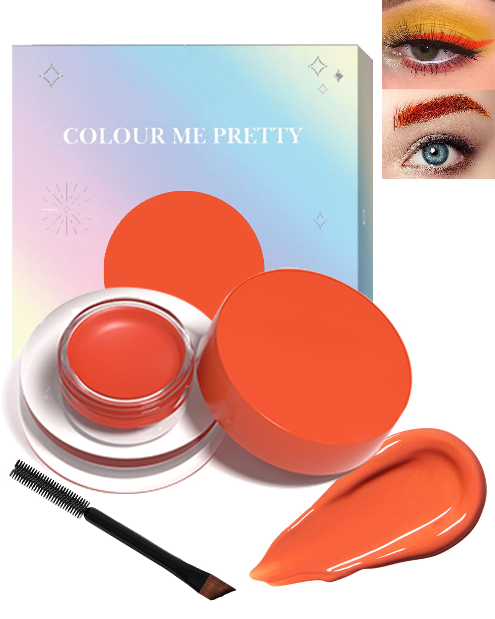 LYSdefeu Waterproof Orange Matte Gel Eyeliner & Eyebrow Pen, 12 Color Options, Creamy Texture, Long Lasting, Safe Ingredients