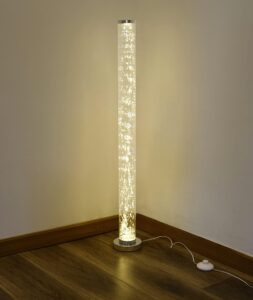lkua modern floor lamp, decorative elegant design metal exposed rope modern standing lamp for bedroom, living room, office, kids room (warm white)