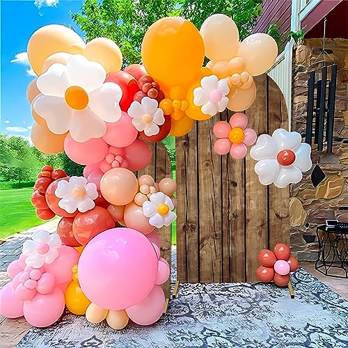JASREE 7.2FT Rustic Wood Arch Cover Spandex Fitted Wedding Arch Stand Backdrop Covers 2-Sided Round Top Chiara Arch Backdrop Cover for Birthday Party Baby Shower Banquet Decor(4x7.2ft,No Frame)